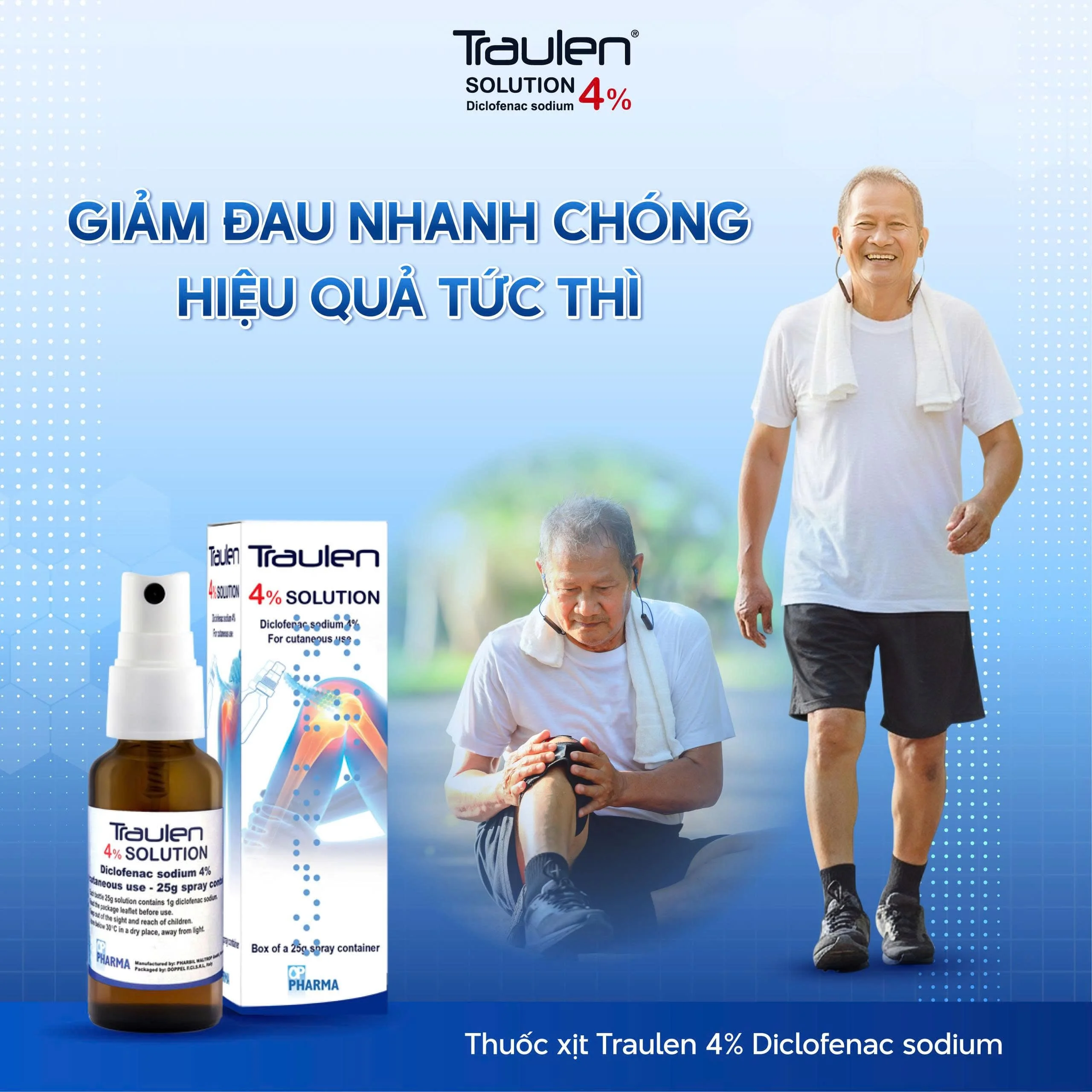 Với những cơn đau nhức cơ xương khớp khi chạy bộ, bạn có thể chuẩn bị Traulen trong túi tập để giảm đau vô cùng tiện lợi